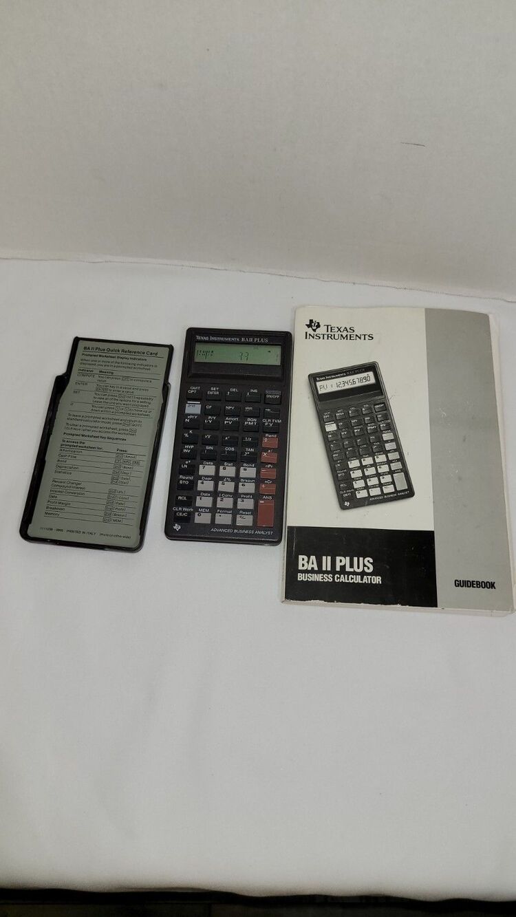Texas Instruments TI BA II Plus Financial Calculator Parts Only Cover & Manual